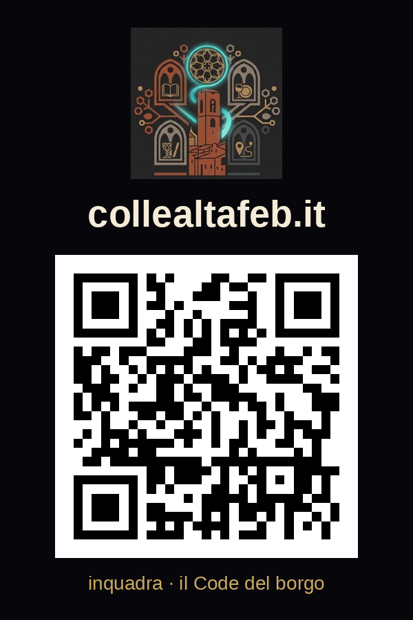 Etichetta dietro il collo: icona, collealtafeb.it e QR